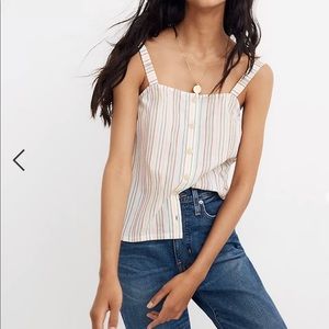 Madewell button front cami tank in textural rainbow stripe size small